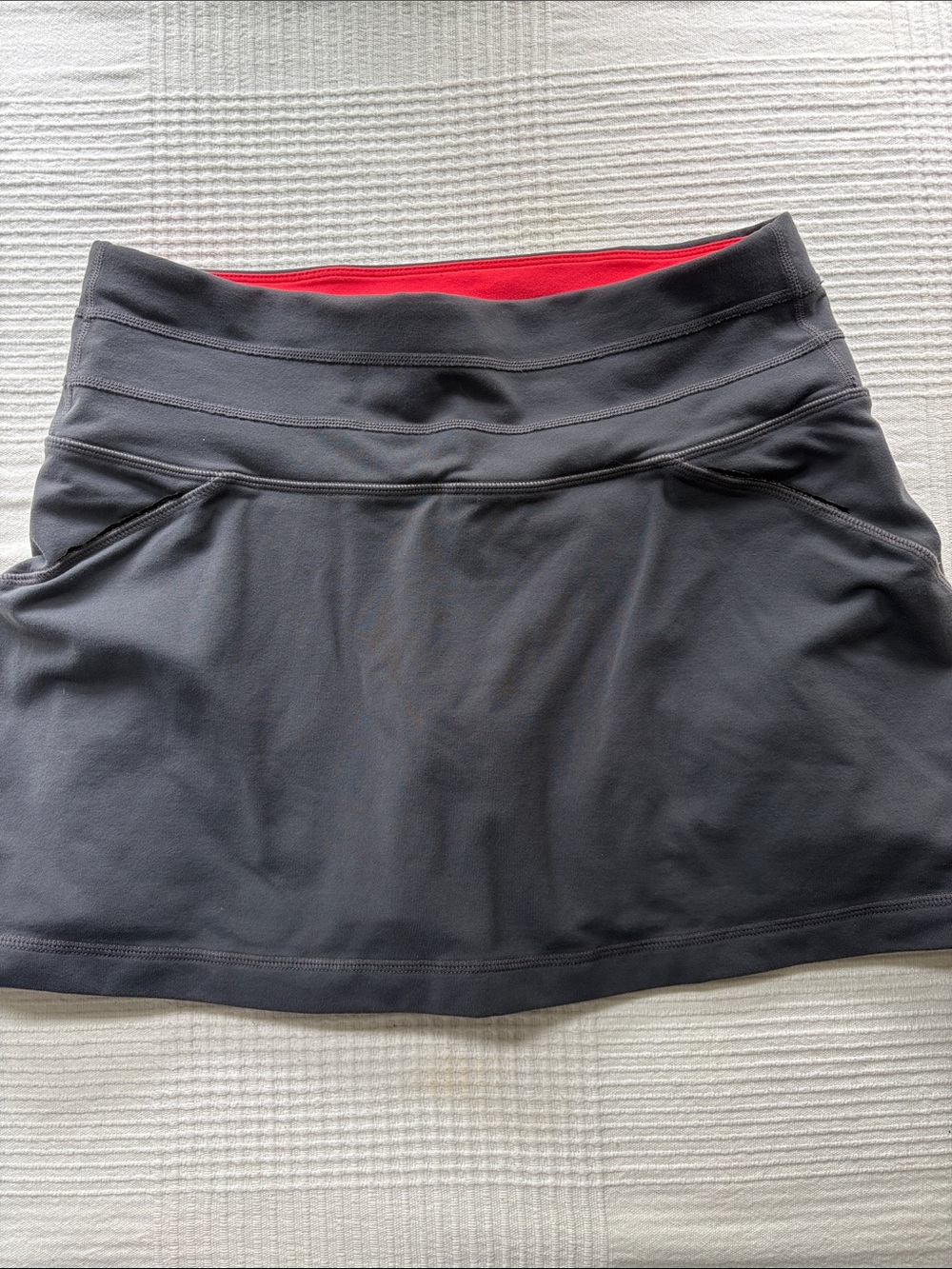 Athleta Charcoal Gray Mini Skort with Red Liner